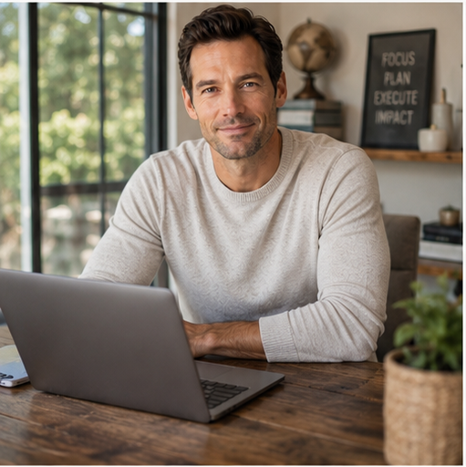 Winston Chase, Financial Analyst of The AI Team, at his home workspace